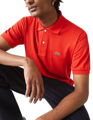 Polo Lacoste L1212 rojo manga corta para hombre