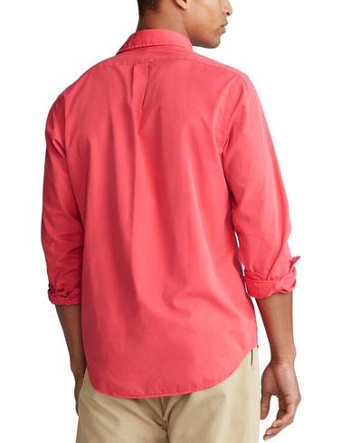 Camisa Polo Ralph Lauren de hombre de popelina Slim Fit roja