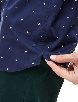 Camisa Lacoste de popelin de algodón slim fit estampada