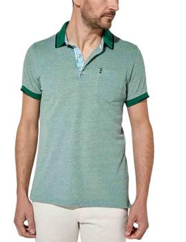 Polo Florentino manga corta bicolor de piqué de hombre verde