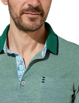 Polo Florentino manga corta bicolor de piqué de hombre verde