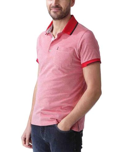 Polo Florentino manga corta bicolor de piqué de hombre rojo