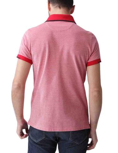 Polo Florentino manga corta bicolor de piqué de hombre rojo