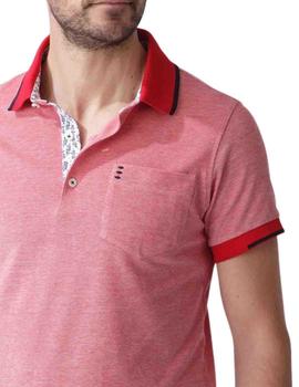 Polo Florentino manga corta bicolor de piqué de hombre rojo