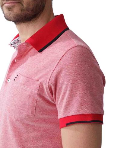 Polo Florentino manga corta bicolor de piqué de hombre rojo