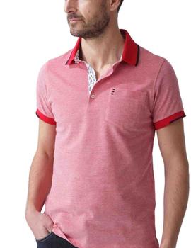 Polo Florentino manga corta bicolor de piqué de hombre rojo