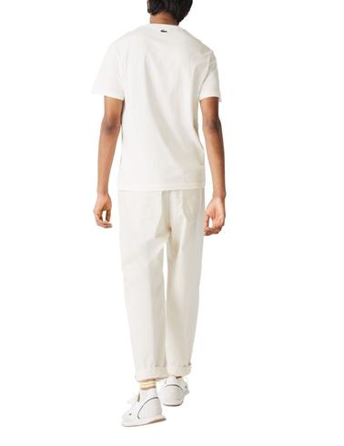Camiseta Lacoste con incripción estampada de algodón blanca