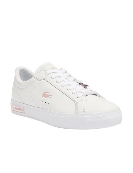 Zapatillas Lacoste Powercourt de piel de mujer blancas