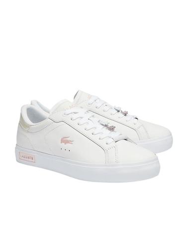 Zapatillas Lacoste Powercourt de piel de mujer blancas