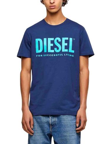 Camiseta Diesel T-Diego-Logo en algodón fino azul