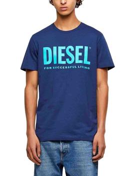 Camiseta Diesel T-Diego-Logo en algodón fino azul