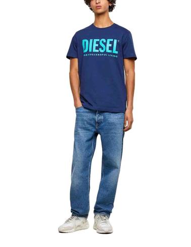Camiseta Diesel T-Diego-Logo en algodón fino azul