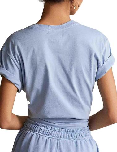 Camiseta Polo Ralph Lauren con logotipo big fit celeste