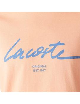 Camiseta Lacoste con incripción estampada de algodón naranja