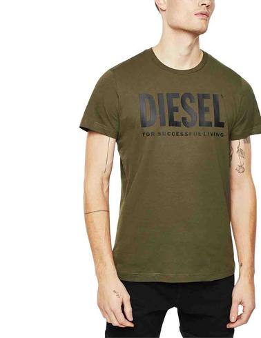 Camiseta Diesel T-Diego-Logo en algodón fino verde