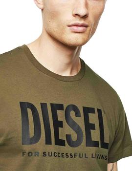 Camiseta Diesel T-Diego-Logo en algodón fino verde