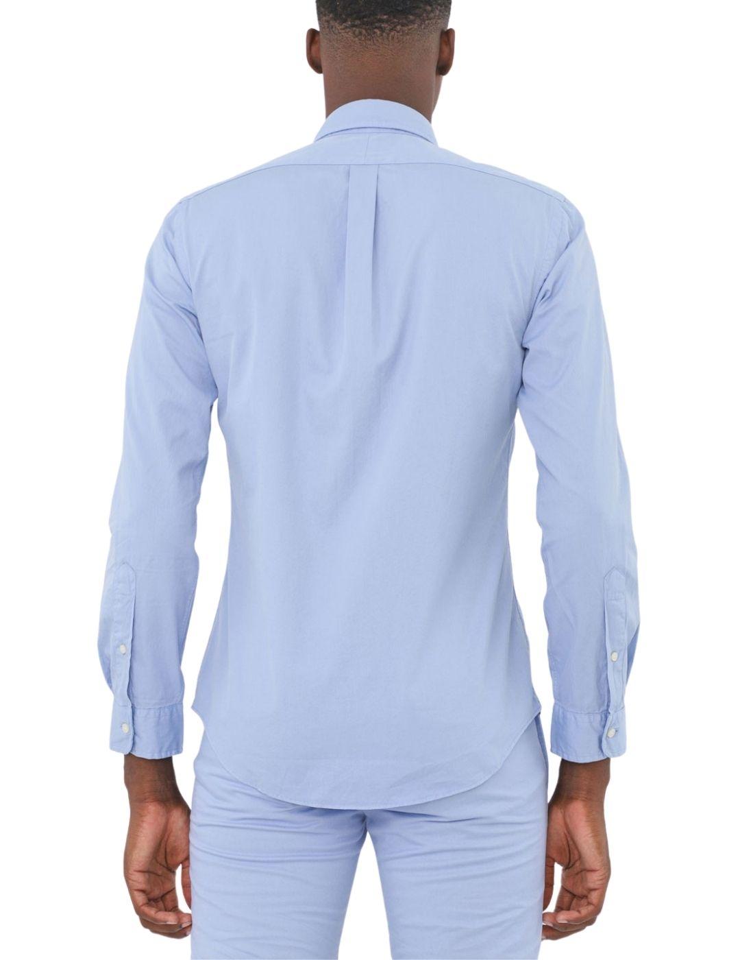 Camisa Polo Ralph Lauren slim fit de popelín celeste