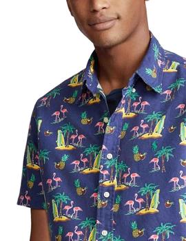Camisa Polo Ralph Lauren con estampado tropical manga corta