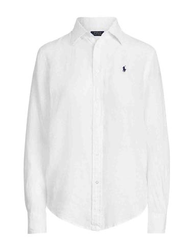 Camisa Polo Ralph Lauren de mujer de lino blanca relaxed fit