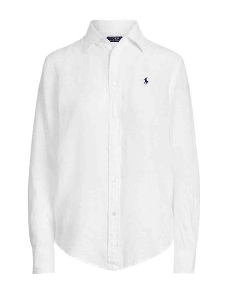 Adjuntar a germen Asimilación Camisa Polo Ralph Lauren de mujer de lino blanca relaxed