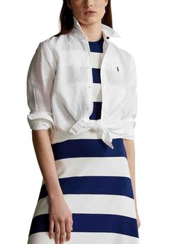 Camisa Polo Ralph Lauren de mujer de lino blanca relaxed fit