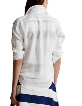 Camisa Polo Ralph Lauren de mujer de lino blanca relaxed fit