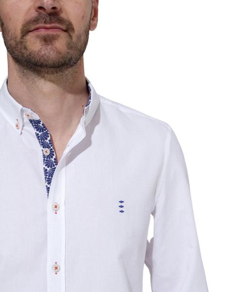 Camisa Florentino de manga larga slim fit blanca de homb