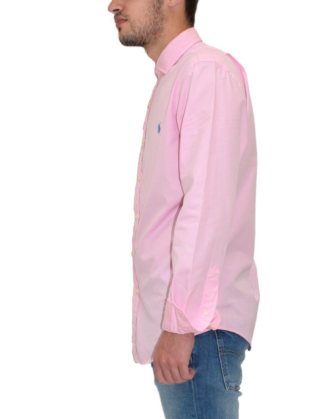 Camisa Polo Ralph Lauren de popelin rosa de hombre slim fit