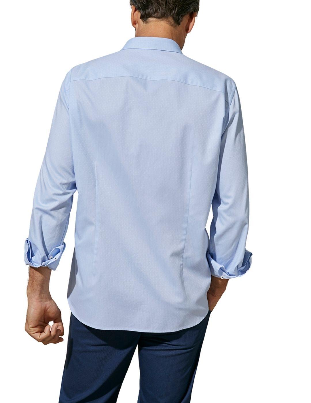 Camisa Florentino celeste grabada slim fit manga larga