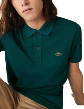 Polo Lacoste L1212 verde botella manga corta para hombre