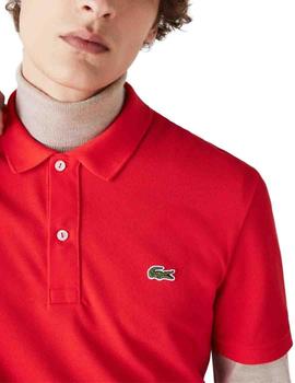 Polo Lacoste L1212 rojo manga corta para hombre