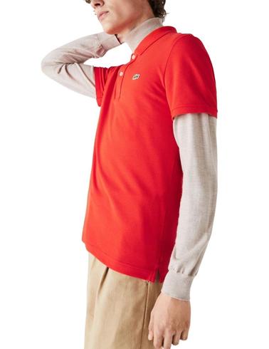 Polo Lacoste L1212 rojo manga corta para hombre