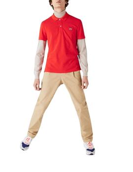 Polo Lacoste L1212 rojo manga corta para hombre