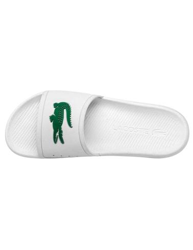 Chanclas Lacoste cocrodilo grande de mujer blancas