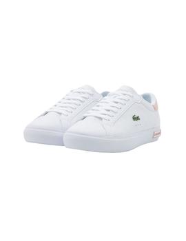 Zapatillas Lacoste Powercourt de piel de mujer blancas