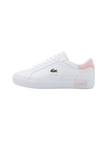 Zapatillas Lacoste Powercourt de piel de mujer blancas