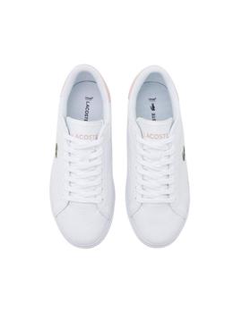 Zapatillas Lacoste Powercourt de piel de mujer blancas