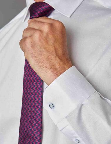 Camisa Florentino de algodón de microdibujo slim fit blanca
