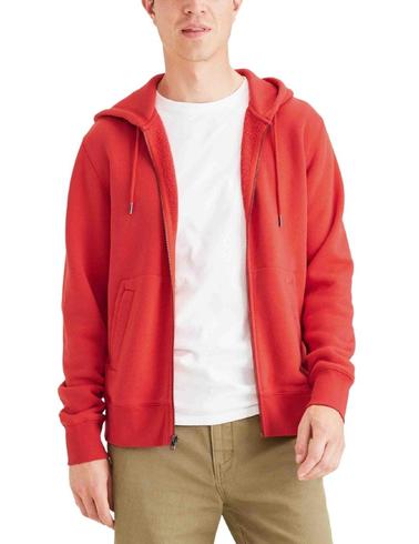 Sudadera Dockers con capucha de cremallera roja hombr