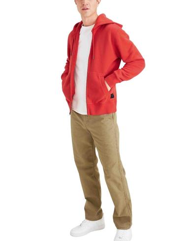 Sudadera Dockers con capucha de cremallera roja de hombre