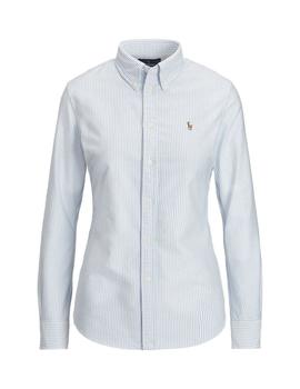 Camisa Polo Ralph Lauren de oxford a rayas slim fit celeste