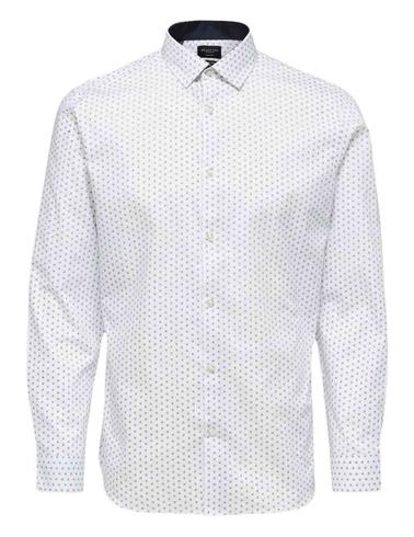 Camisa Selected para hombre microdibujo de algodón orgánico