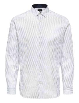 Camisa Selected para hombre microdibujo de algodón orgánico