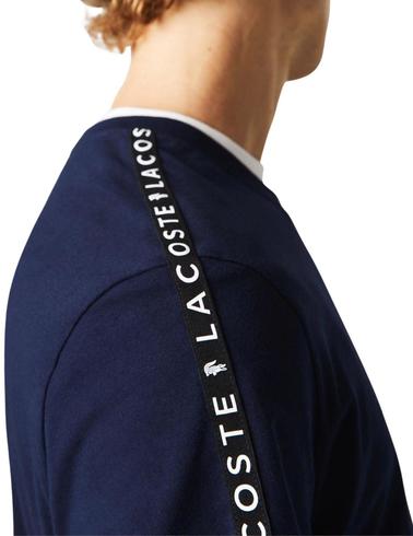 Camiseta Lacoste deportiva con cinta y cuello redonto azul