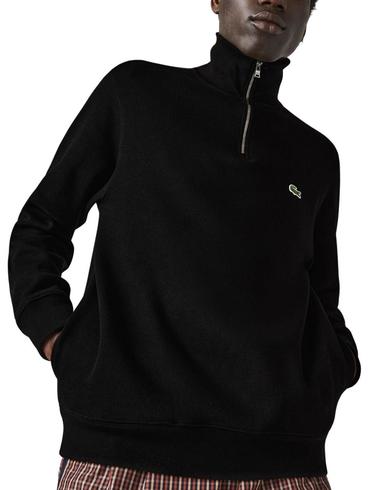 Sudadera Lacoste de algodón con cremallera negra