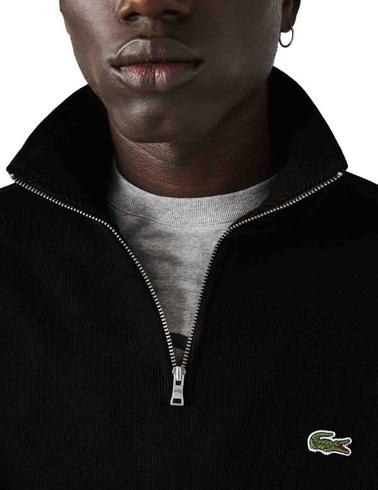 Sudadera Lacoste de algodón con cremallera negra