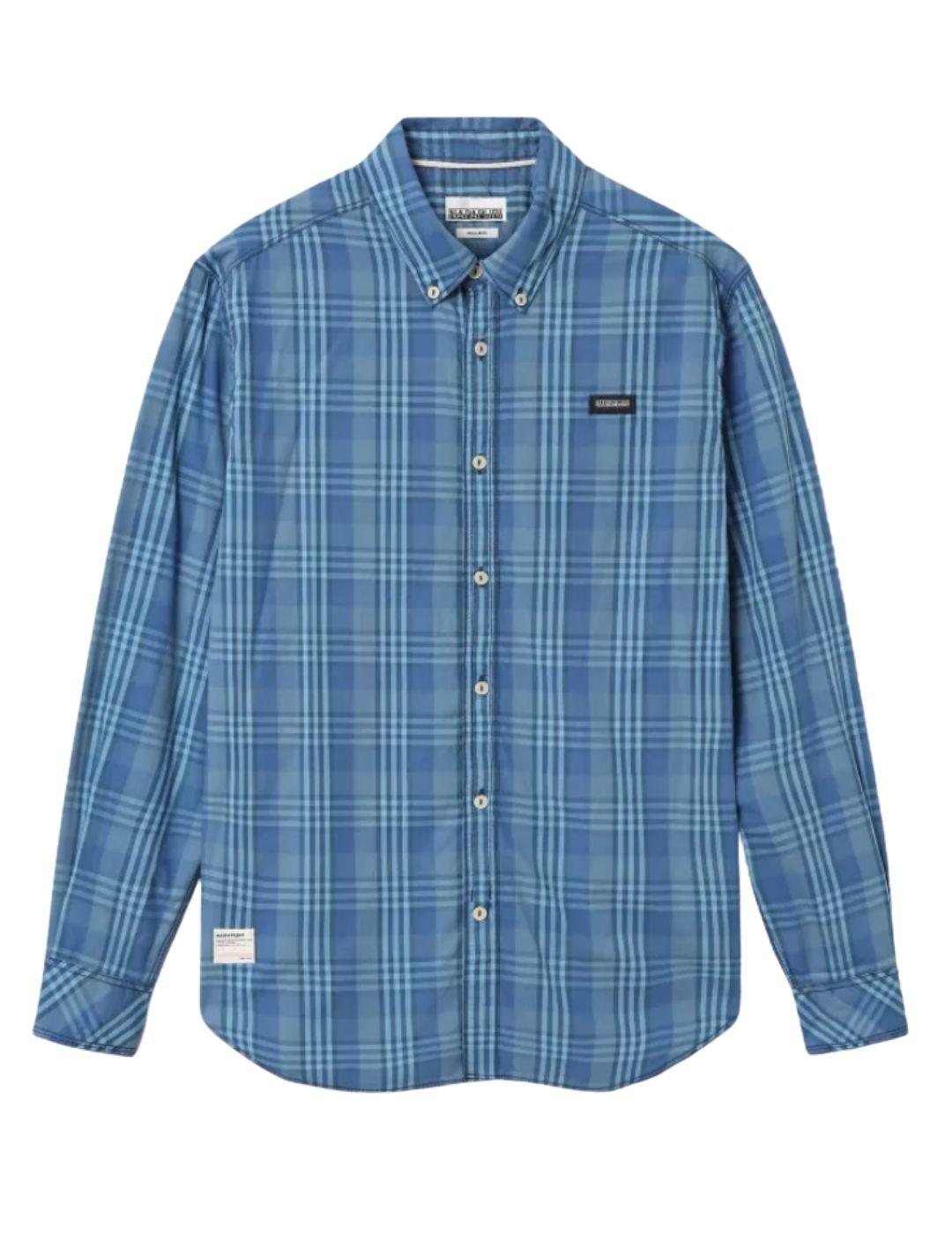 Camisa Napapijri de cuadros azules para hombre manga larga