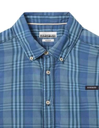 Camisa Napapijri de cuadros azules para hombre manga larga