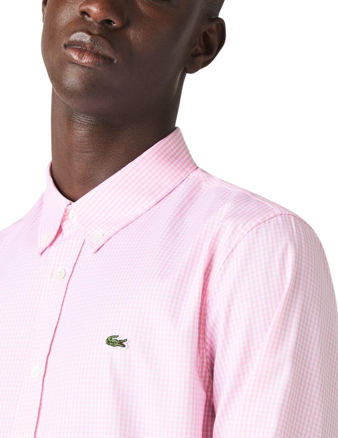 Camisa Lacoste regular fit de algodón premium y cuadros