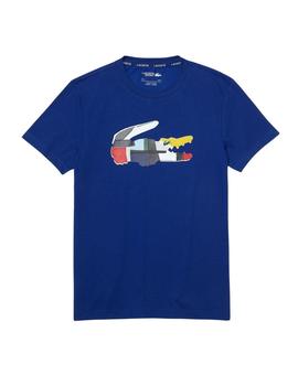Camiseta Lacoste Sport con cocodrilo estampado patchwork